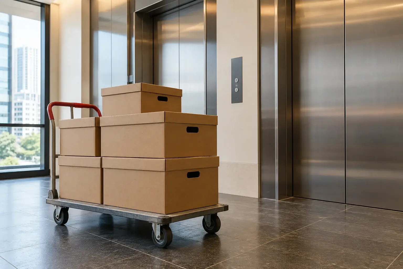 Packed office boxes ready for a move